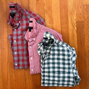 Set of 3 - J. Crew Men's Slim Checked Button-Down Shirts in Red & Green